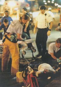Working on a patient in downtown Orlando.