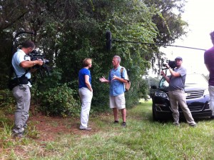 Filming a documentary segment on the Windover Site for the History Channel.