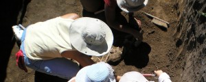 Excavating a cluster of butchered horse heads in Ukraine. (2006)