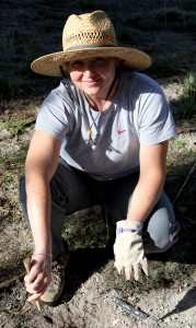 Assessing a burial mound on the St Johns River (Dec, 2013).
